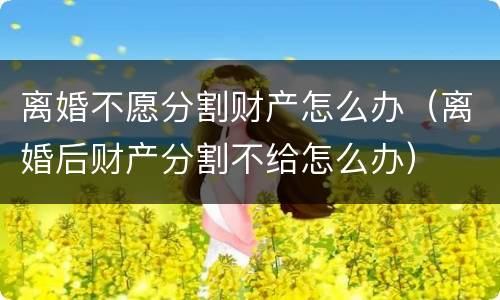 离婚不愿分割财产怎么办（离婚后财产分割不给怎么办）