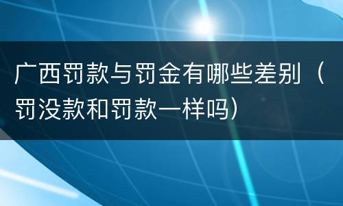 广西罚款与罚金有哪些差别（罚没款和罚款一样吗）