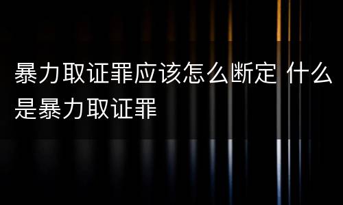 暴力取证罪应该怎么断定 什么是暴力取证罪