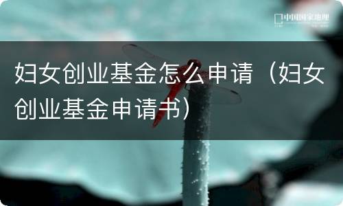 妇女创业基金怎么申请（妇女创业基金申请书）