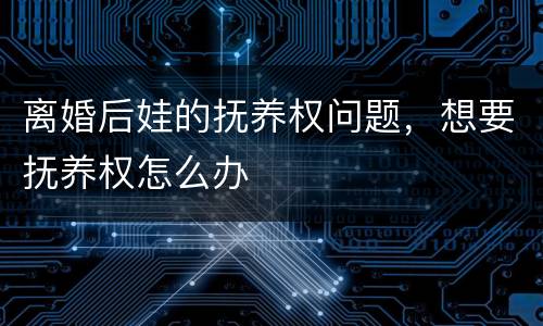 离婚后娃的抚养权问题，想要抚养权怎么办
