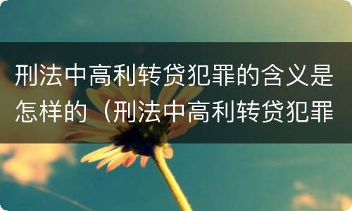 刑法中高利转贷犯罪的含义是怎样的（刑法中高利转贷犯罪的含义是怎样的呢）