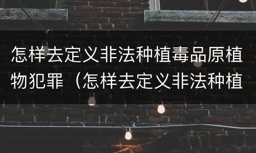 怎样去定义非法种植毒品原植物犯罪（怎样去定义非法种植毒品原植物犯罪）