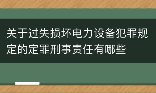 关于过失损坏电力设备犯罪规定的定罪刑事责任有哪些