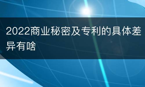 2022商业秘密及专利的具体差异有啥