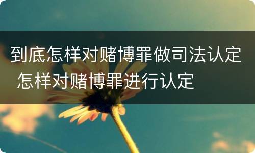 到底怎样对赌博罪做司法认定 怎样对赌博罪进行认定