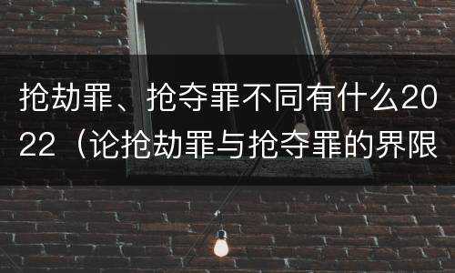 抢劫罪、抢夺罪不同有什么2022（论抢劫罪与抢夺罪的界限）