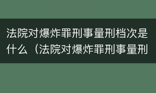 法院对爆炸罪刑事量刑档次是什么（法院对爆炸罪刑事量刑档次是什么标准）