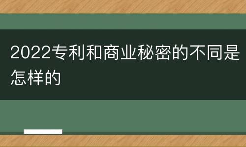 2022专利和商业秘密的不同是怎样的