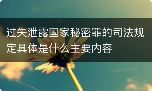 过失泄露国家秘密罪的司法规定具体是什么主要内容