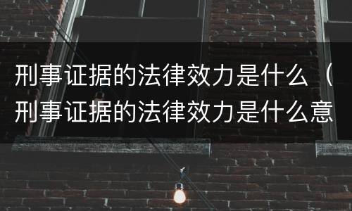 刑事证据的法律效力是什么（刑事证据的法律效力是什么意思）