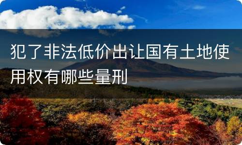 犯了非法低价出让国有土地使用权有哪些量刑