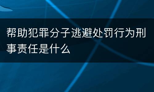 帮助犯罪分子逃避处罚行为刑事责任是什么