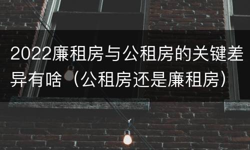 2022廉租房与公租房的关键差异有啥（公租房还是廉租房）