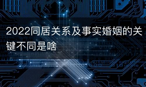 2022同居关系及事实婚姻的关键不同是啥