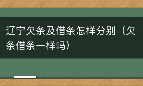 辽宁欠条及借条怎样分别（欠条借条一样吗）