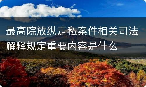 最高院放纵走私案件相关司法解释规定重要内容是什么