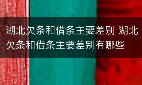 湖北欠条和借条主要差别 湖北欠条和借条主要差别有哪些