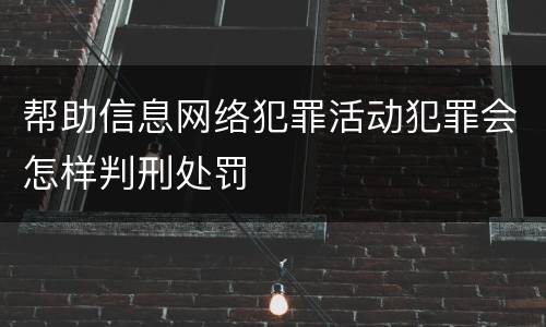 帮助信息网络犯罪活动犯罪会怎样判刑处罚