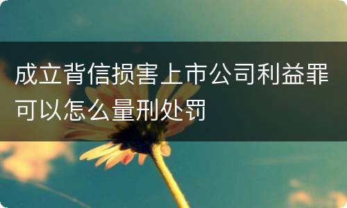 成立背信损害上市公司利益罪可以怎么量刑处罚