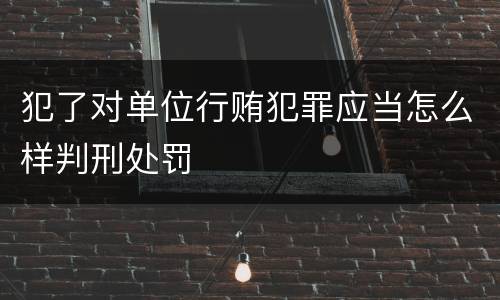 犯了对单位行贿犯罪应当怎么样判刑处罚