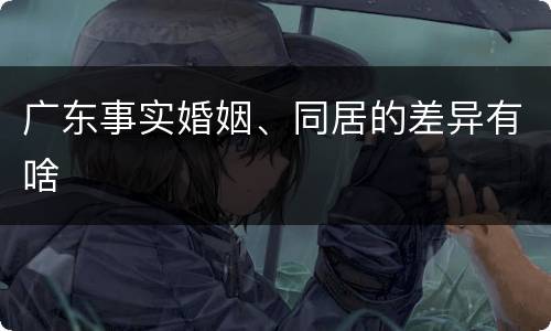 广东事实婚姻、同居的差异有啥