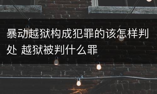 暴动越狱构成犯罪的该怎样判处 越狱被判什么罪