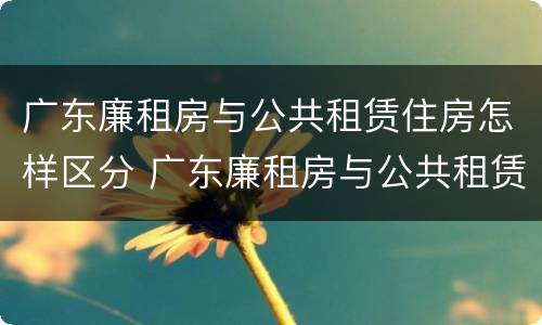 广东廉租房与公共租赁住房怎样区分 广东廉租房与公共租赁住房怎样区分出来