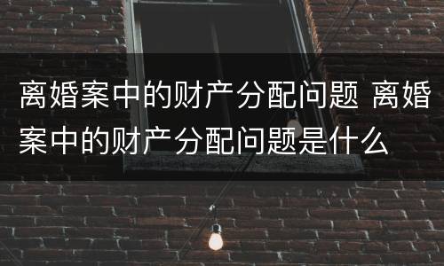 离婚案中的财产分配问题 离婚案中的财产分配问题是什么