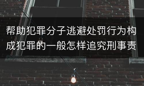 帮助犯罪分子逃避处罚行为构成犯罪的一般怎样追究刑事责任