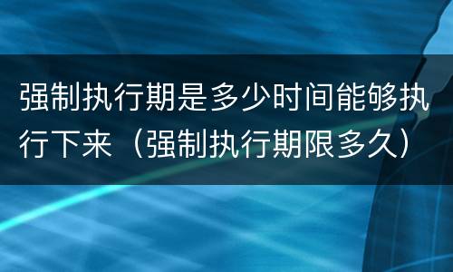 强制执行期是多少时间能够执行下来（强制执行期限多久）