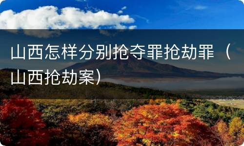 山西怎样分别抢夺罪抢劫罪（山西抢劫案）