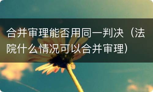 合并审理能否用同一判决（法院什么情况可以合并审理）