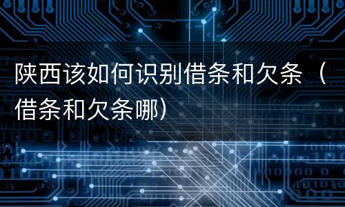 陕西该如何识别借条和欠条（借条和欠条哪）