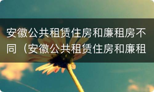 安徽公共租赁住房和廉租房不同（安徽公共租赁住房和廉租房不同的原因）