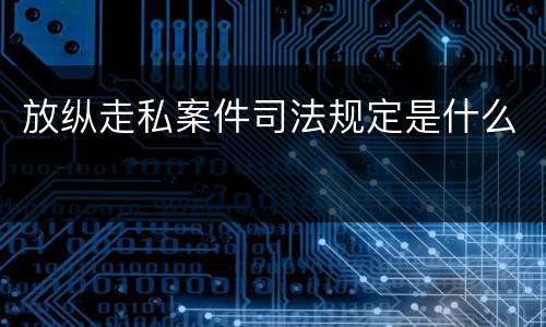 放纵走私案件司法规定是什么