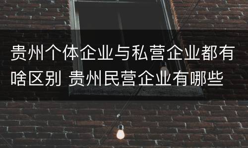贵州个体企业与私营企业都有啥区别 贵州民营企业有哪些