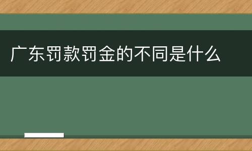 广东罚款罚金的不同是什么