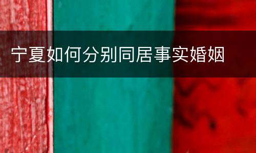 宁夏如何分别同居事实婚姻