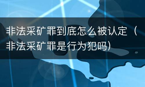 非法采矿罪到底怎么被认定（非法采矿罪是行为犯吗）