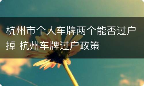 杭州市个人车牌两个能否过户掉 杭州车牌过户政策