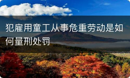 犯雇用童工从事危重劳动是如何量刑处罚