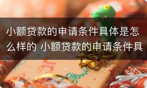 小额贷款的申请条件具体是怎么样的 小额贷款的申请条件具体是怎么样的呢