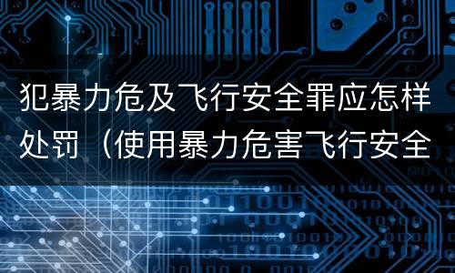 犯暴力危及飞行安全罪应怎样处罚（使用暴力危害飞行安全罪的主要特征）