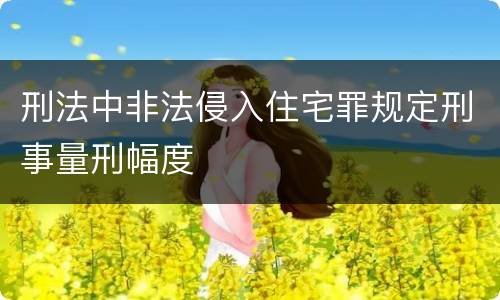 刑法中非法侵入住宅罪规定刑事量刑幅度