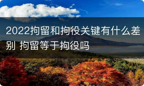 2022拘留和拘役关键有什么差别 拘留等于拘役吗
