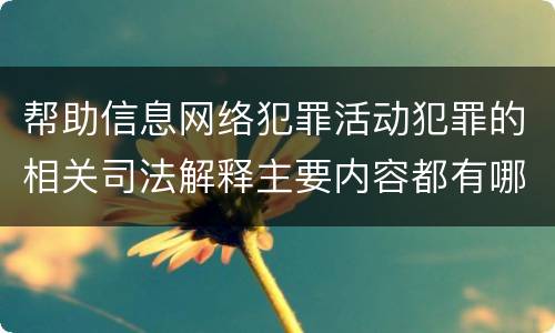 帮助信息网络犯罪活动犯罪的相关司法解释主要内容都有哪些