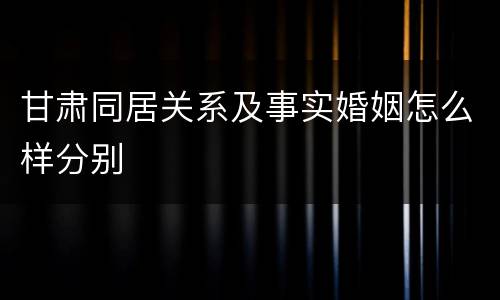 甘肃同居关系及事实婚姻怎么样分别