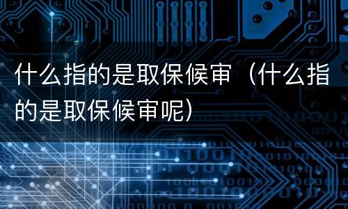 什么指的是取保候审（什么指的是取保候审呢）