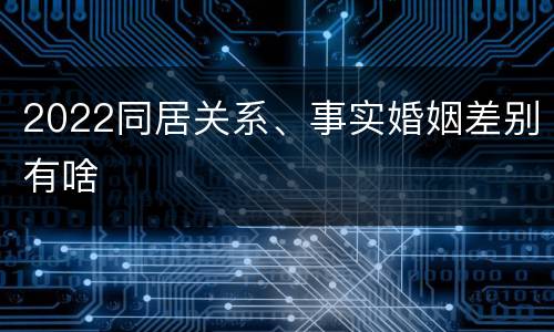 2022同居关系、事实婚姻差别有啥